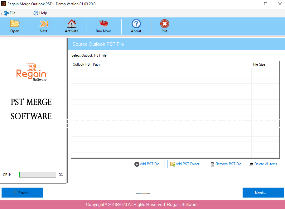 Regain PST Merger Screenshots